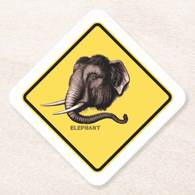 POSAVASOS DE PAPEL ELEFANTE DE RÓTULO DE CARRETERA (Anverso)