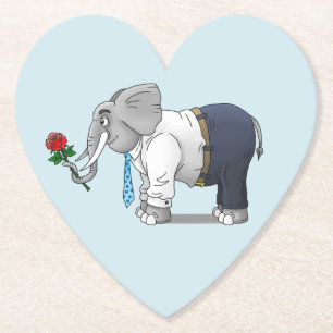 Posavasos De Papel Elefante sosteniendo una rosa roja