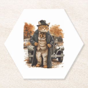 Posavasos De Papel Elegancia de gato vintage