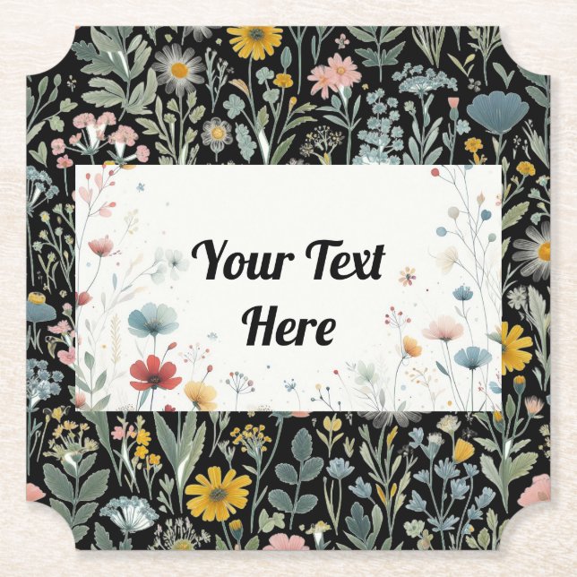 Posavasos De Papel Elegancia floral: Personalizable (Anverso)