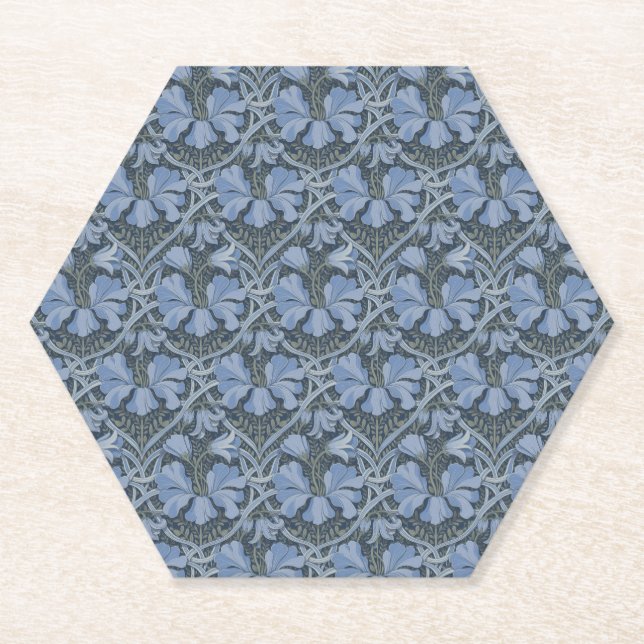 Posavasos De Papel Elegant Blue Watercolor Floral Pattern (Anverso)