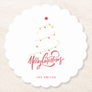 Posavasos De Papel Elegant Christmas Tree Typography Script 