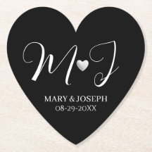 Elegant Custom Black And White Wedding Monogram 