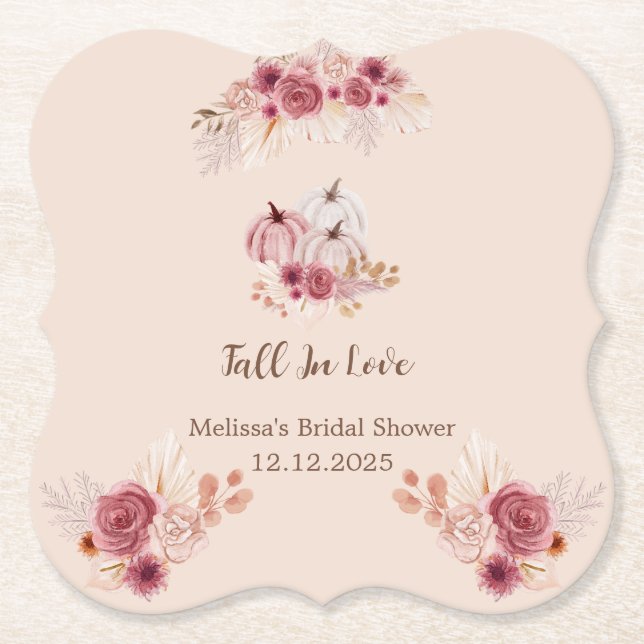 Posavasos De Papel Elegant Fall In Love Boho Bridal Shower (Anverso)