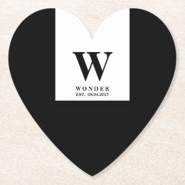 Posavasos De Papel Elegant Newlywed Monogram | Black wedding