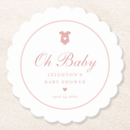 Posavasos De Papel Elegant Pink Script Girls Oh Baby Shower 