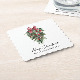 Posavasos De Papel Elegante acuarela Pines Calligraphy Ink Navidades