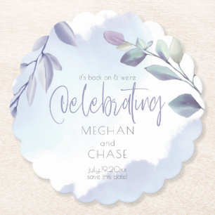 Posavasos De Papel Elegante acuarela rústica Aqua Lilac Leaves
