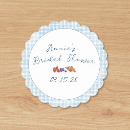 Posavasos De Papel Elegante Blue Gingham Picnic Brunch Bridal Shower