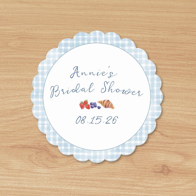 Posavasos De Papel Elegante Blue Gingham Picnic Brunch Bridal Shower (Subido por el creador)