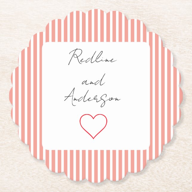 Posavasos De Papel Elegante Boda de Mandarina (Anverso)