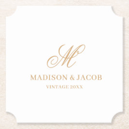 Posavasos De Papel Elegante Boda de Monograma
