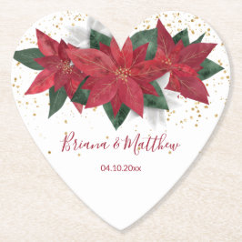 Posavasos De Papel Elegante Boda de Navidades Rojos de Poinsettia