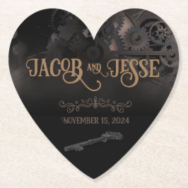 Posavasos De Papel Elegante Boda de Steampunk Negro