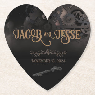 Posavasos De Papel Elegante Boda de Steampunk Negro