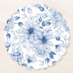 Posavasos De Papel Elegante Boda floral azul