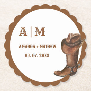 Posavasos De Papel Elegante Boho Western Cowboy Boda Gracias