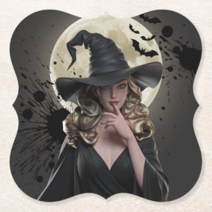 Posavasos De Papel Elegante café de bruja