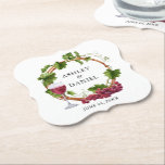 Posavasos De Papel Elegante color de agua uva Vines Wood Wreath Boda<br><div class="desc">Uvas de color de agua elegantes y modernas uvas y vides Wreath Wreath Boda de papel Ataques</div>