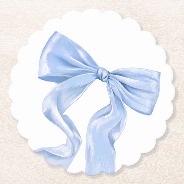 Posavasos De Papel Elegante Coquette Blue Bow (Anverso)
