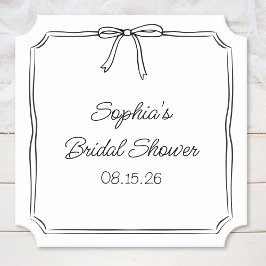 Posavasos De Papel Elegante Coquette Hand Drawn Bow Cute Bridal Ducha