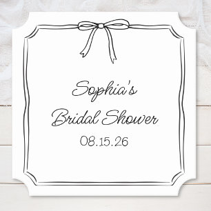 Posavasos De Papel Elegante Coquette Hand Drawn Bow Cute Bridal Ducha