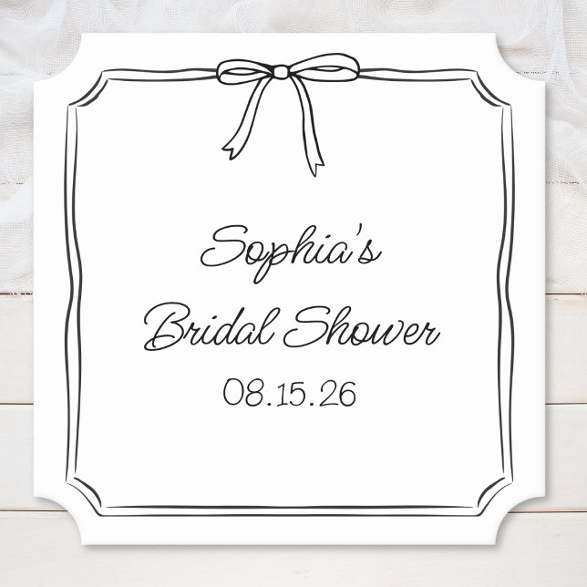 Posavasos De Papel Elegante Coquette Hand Drawn Bow Cute Bridal Ducha (Subido por el creador)