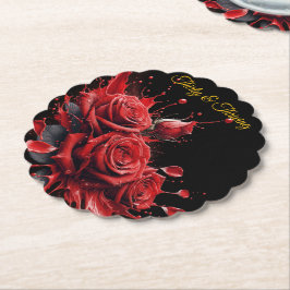 Posavasos De Papel Elegante cumpleaños número 30 - Rosas en flor