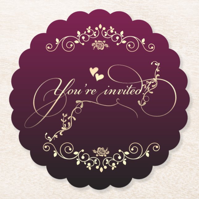 Posavasos De Papel elegante decoración dorada (Anverso)