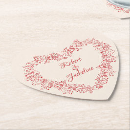 Posavasos De Papel Elegante Día de San Valentín de Corazón Rojo Flora