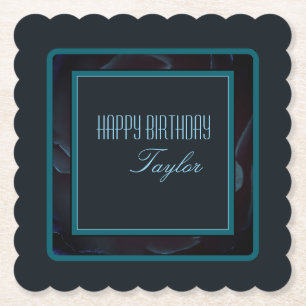 Posavasos De Papel Elegante diseño floral verde profundo