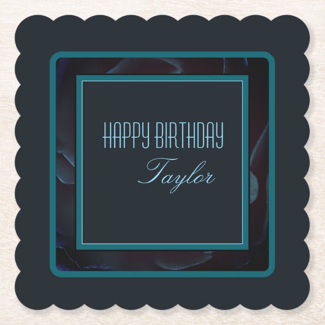 Posavasos De Papel Elegante diseño floral verde profundo (Anverso)