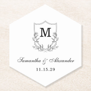 Posavasos De Papel Elegante Escudo blanco y negro
