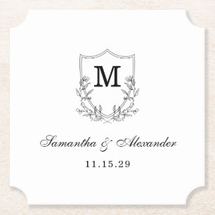 Posavasos De Papel Elegante Escudo blanco y negro