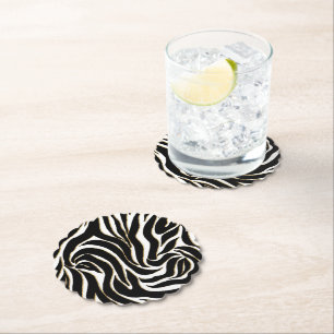 Posavasos De Papel Elegante estampado de animal cebra negro oro blanc