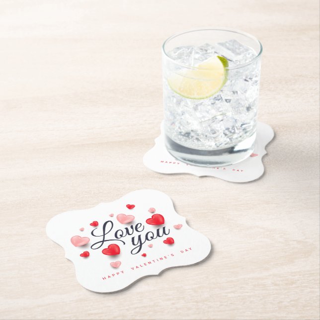 Posavasos De Papel Elegante Feliz Día de San Valentín (In situ)