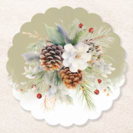 Posavasos De Papel Elegante Fiesta Baby Shower Evergreen de invierno