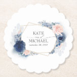 Posavasos De Papel Elegante floral azul y rosa con polvo<br><div class="desc">Astras florales rosas azules y polvorientas</div>