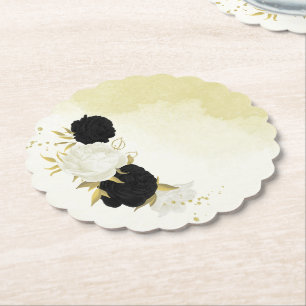 Posavasos De Papel Elegante floral blanca