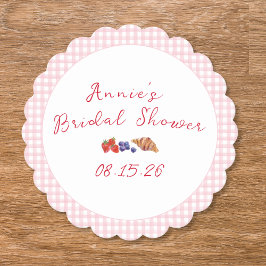 Posavasos De Papel Elegante Gingham Summer Brunch Bridal Shower Rosa