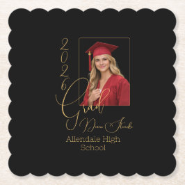 Posavasos De Papel Elegante graduación en negro y dorado