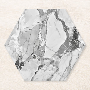 Posavasos De Papel Elegante Gris "Fantasía de mármol brillante" Texto