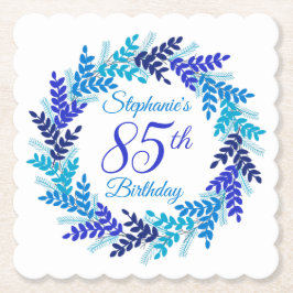 Posavasos De Papel Elegante guirnalda azul 85 cumpleaños