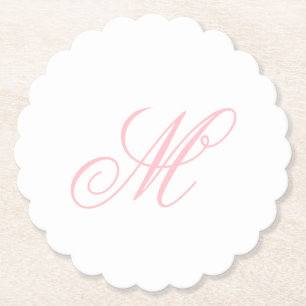 Posavasos De Papel Elegante inicial de monograma rosa