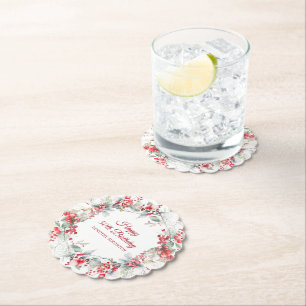 Posavasos De Papel Elegante invierno Berry Botánico 50 cumpleaños