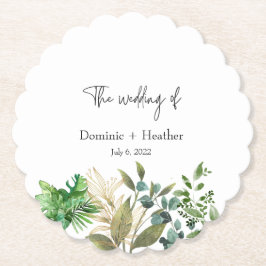 Posavasos De Papel Elegante invitación a la boda de hojas botánicas