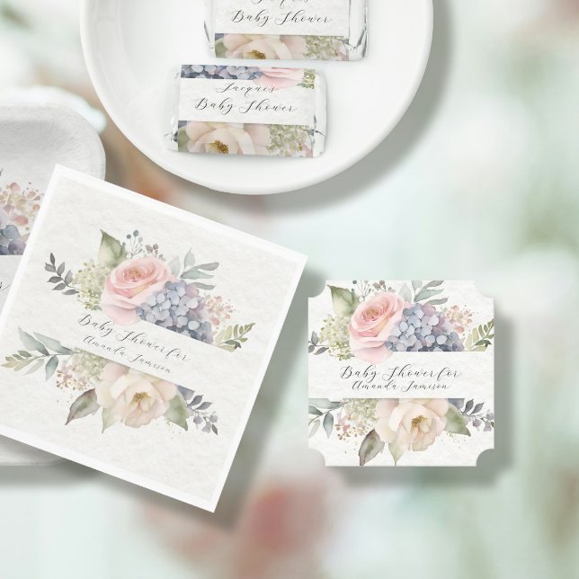 Posavasos De Papel Elegante jardín rosa rosa dulce bebé ducha (Subido por el creador)