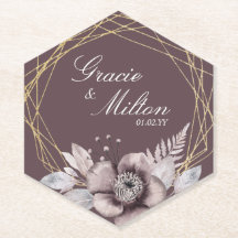 Elegante Monograma Floral Malva Boda