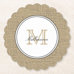 Posavasos De Papel Elegante Monograma Nombre Estilo Chic País Arpille