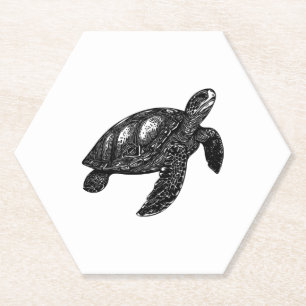 Posavasos De Papel Elegante Natación Antigua Tortuga de Agua Copia